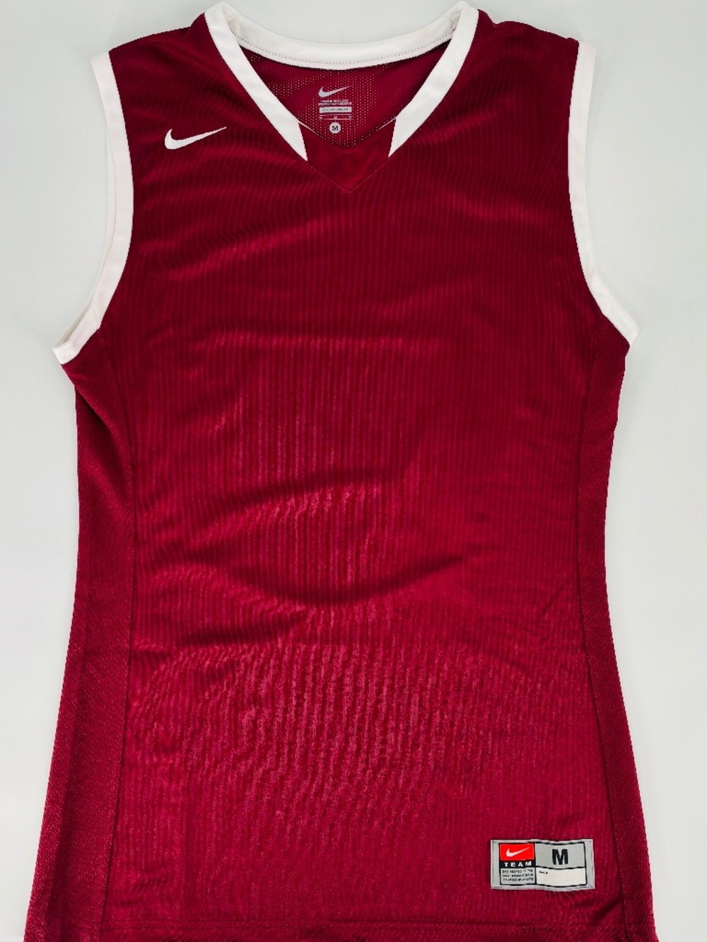 NWT Nike Mens Basketball Jersey Burgundy and White Sleeveless Athletic Size: M